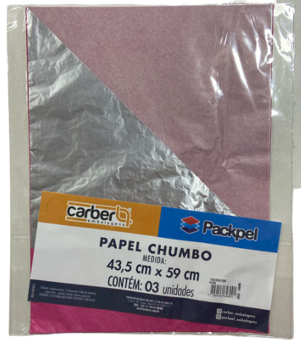 4377 - PAPEL CHUMBO ROSA 43,5x58,5cm C/3un - PC/CROMUS