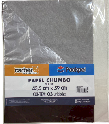 4376 - PAPEL CHUMBO MARROM 43,5x58,5cm C/3un - PC/CROMUS