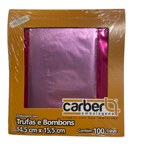 4378 - EMBALAGEM TRUFA LISO ROSA CLARO 14,5x15,5 C/100un  - PC/CROMUS