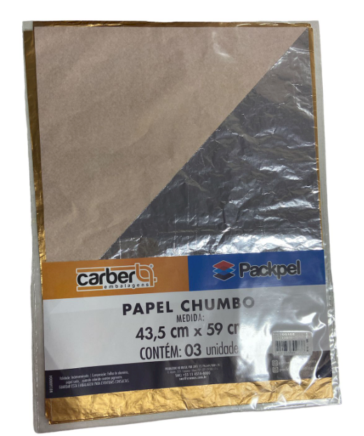 2342 - PAPEL CHUMBO OURO FOSCO 43,5x59cm C/3un - PC/CROMUS