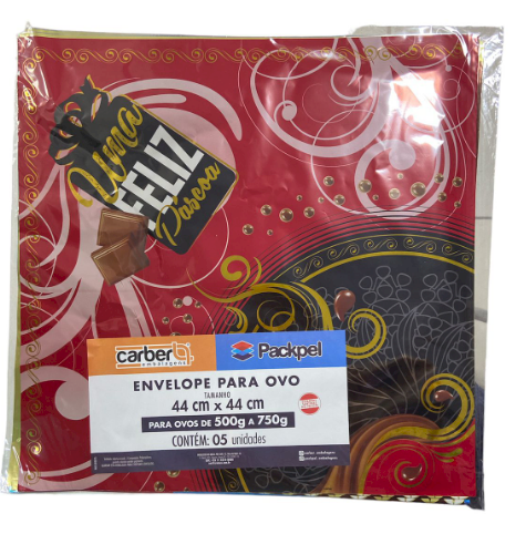 4437 - ENVELOPE P/ OVO 500g a 750g SORTIDO 44x44cm C/5un - PC/CROMUS