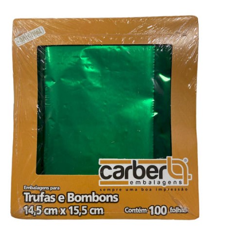 4436 - EMBALAGEM TRUFA LISO VERDE ESCURO 14,5x15,5cm C/100un - PC/CROMUS