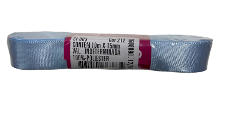 1674 - FITA CETIM 15mm COR 212 AZUL BEBE C/10mts - FITAS PROGRESSO