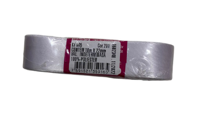 1684 - FITA CETIM 22mm COR 201 BRANCO 10mts - FITAS PROGRESSO