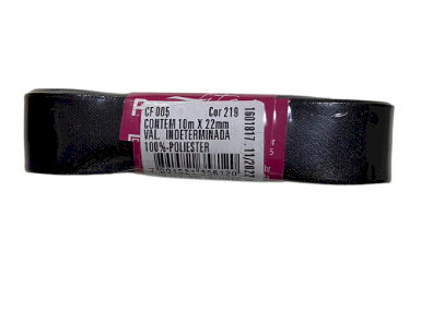 1688 - FITA CETIM 22mm COR 219 PRETO 10mts - FITAS PROGRESSO