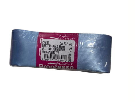 1696 - FITA CETIM 38mm COR 212 AZUL BEBE C/10mts - FITAS PROGRESSO
