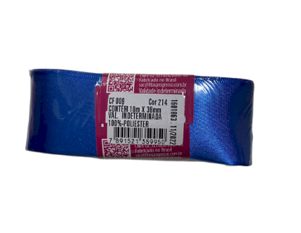 1697 - FITA CETIM 38mm COR 214 AZUL ROYAL C/10mts - FITAS PROGRESSO
