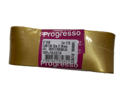 1700 - FITA CETIM 38mm COR 228 OURO C/10mts - FITAS PROGRESSO
