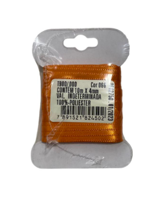 4553 - FITA CETIM DUPLO 4mm COR 066 LARANJA C/ 10mts - FITAS PROGRESSO