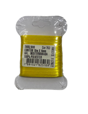4576 - FITA CETIM DUPLO 4 mm COR 763 AMARELO GEMA C/ 10mts - FITAS PROGRESSO