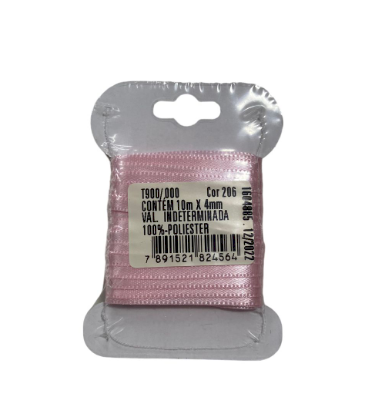 4558 - FITA CETIM DUPLO 4mm COR 206 ROSA CLARO C/ 10mts - FITAS PROGRESSO