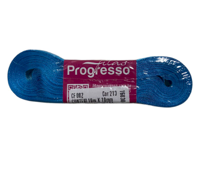 4583 - FITA CETIM 10mm COR 213 AZUL TURQUESA 10mts - FITAS PROGRESSO