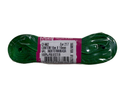 4585 - FITA CETIM 10mm COR 217 VERDE BANDEIRA 10mts - FITAS PROGRESSO