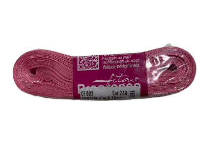4588 - FITA CETIM 10mm COR 240 ROSA ESCURO 10mts - FITAS PROGRESSO