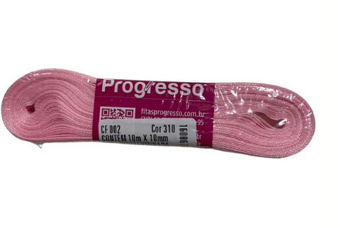 4592 - FITA CETIM 10mm COR 310 ROSA BEBÊ 10mts - FITAS PROGRESSO