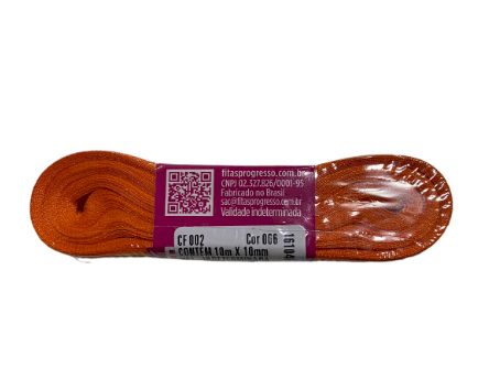 4578 - FITA CETIM 10mm COR 066 LARANJA 10mts - FITAS PROGRESSO