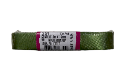 4601 - FITA CETIM 15mm COR 249 VERDE MILITAR C/10mts - FITAS PROGRESSO