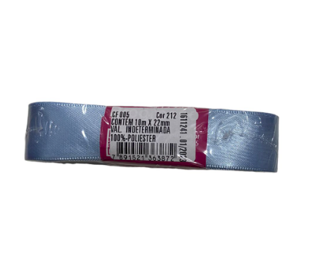 4605 - FITA CETIM 22mm COR 212 AZUL BEBÊ 10mts - FITAS PROGRESSO
