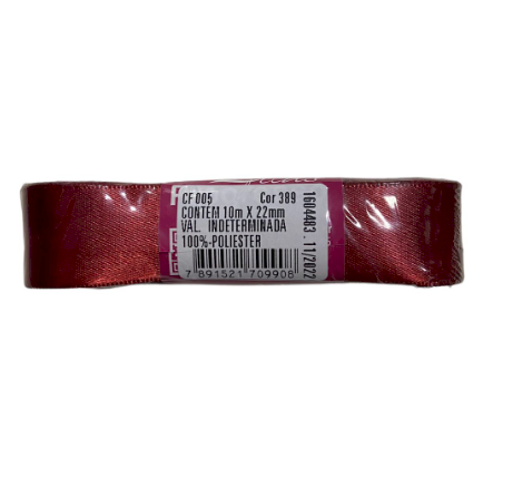4614 - FITA CETIM 22mm COR 389 VINHO 10mts - FITAS PROGRESSO