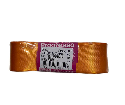 4615 - FITA CETIM 30mm COR 066 LARANJA 10mts - FITAS PROGRESSO