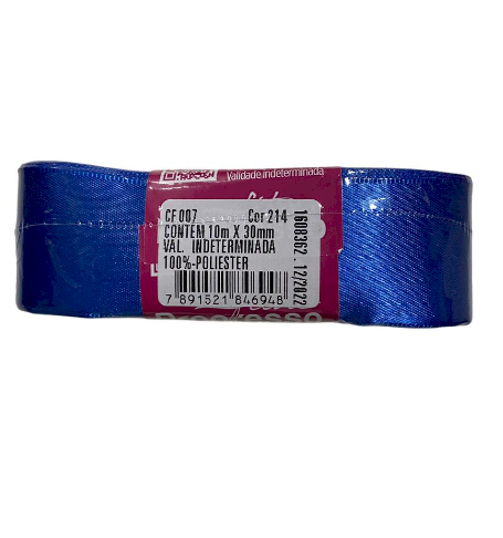 4621 - FITA CETIM 30mm COR 214 AZUL ROYAL 10mts - FITAS PROGRESSO