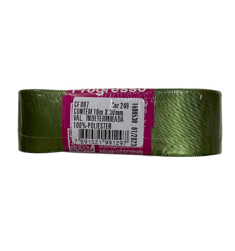 4627 - FITA CETIM 30mm COR 249 VERDE MILITAR 10mts - FITAS PROGRESSO