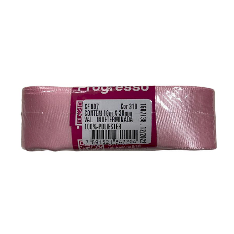 4629 - FITA CETIM 30mm COR 310 ROSA BEBÊ 10mts - FITAS PROGRESSO