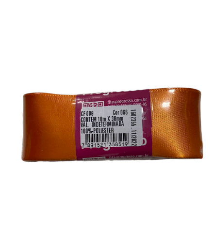 4633 - FITA CETIM 38mm COR 066 LARANJA C/10mts - FITAS PROGRESSO