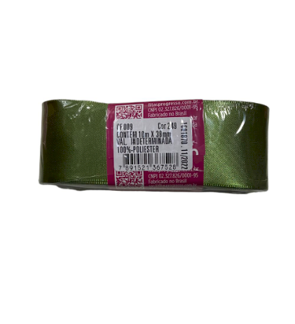 4636 - FITA CETIM 38mm COR 249 VERDE MILITAR  C/10mts - FITAS PROGRESSO