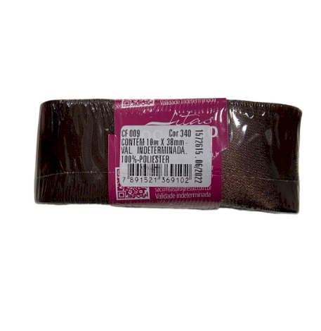 4638 - FITA CETIM 38mm COR 340 MARROM CAFÉ  C/10mts - FITAS PROGRESSO