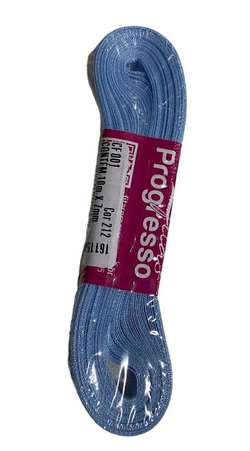 1661 - FITA CETIM 7mm COR 212 AZUL BEBÊ C/10mts - FITAS PROGRESSO