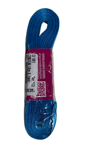 4551 - FITA CETIM 7mm COR 213 AZUL TURQUESA C/ 10mts - FITAS PROGRESSO