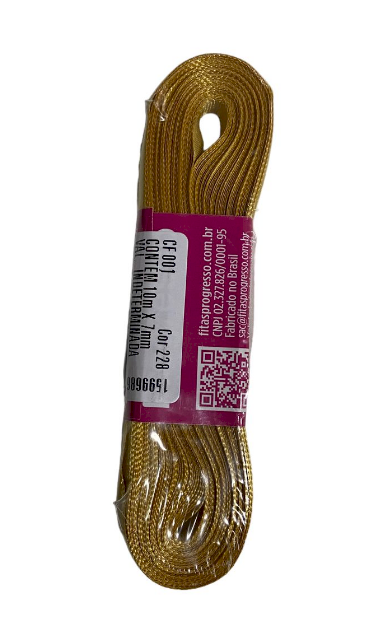 1664 - FITA CETIM 7mm COR 228 OURO C/10mts - FITAS PROGRESSO