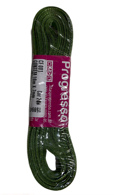 4548 - FITA CETIM 7mm COR 249 VERDE MILITAR C/ 10mts - FITAS PROGRESSO