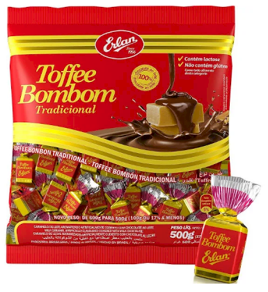 3626 - BALAS TOFFEE BOMBOM 500g- ERLAN