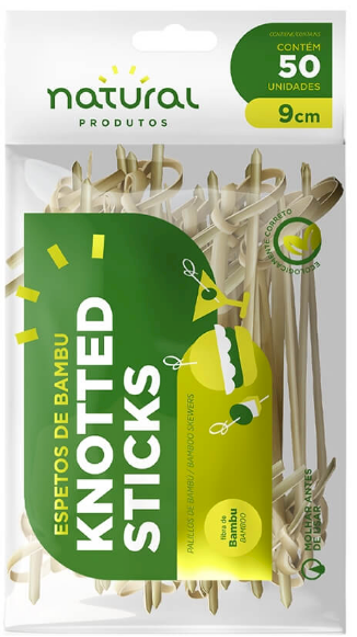 4695 - ESPETO BAMBU KNOTTED STICK 9cm C/50un - NATURAL PRODUTOS