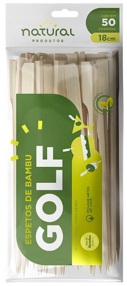 4694 - ESPETO P/ LANCHE GOLF DE BAMBU 18cm C/50un - NATURAL PRODUTOS