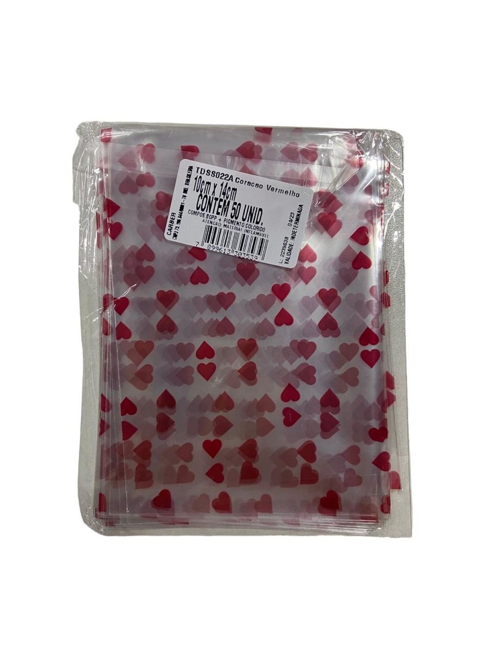 4732 - SACO DECORADO CORAÇÃO VERMELHO 10x14 C/50un - PC/CROMUS