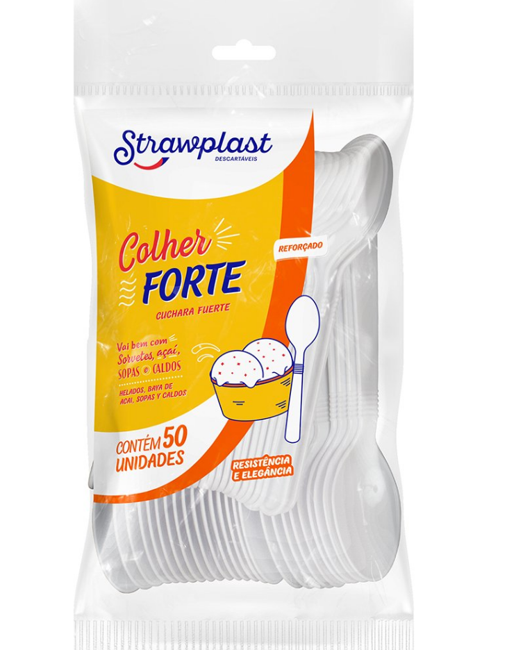 2204 - COLHER FORTE BRANCA C/ 50un - STRAWPLAST