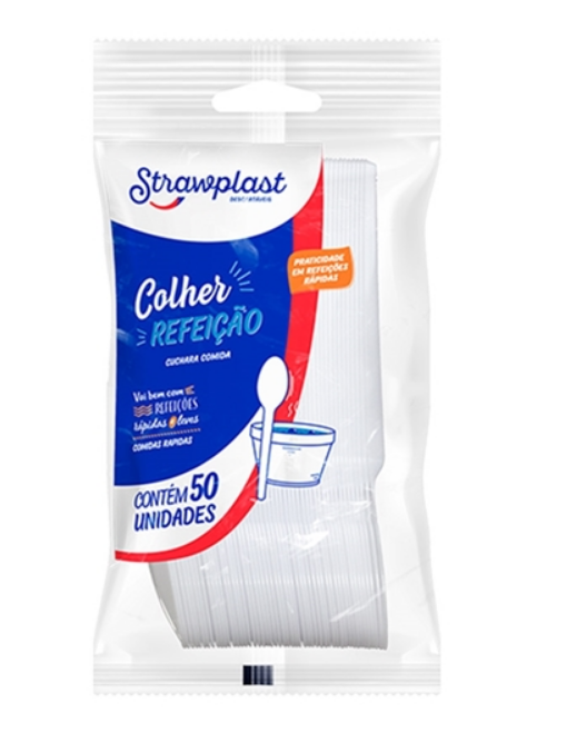 365 - COLHER REFEICAO BRANCA C/50un PS - STRAWPLAST
