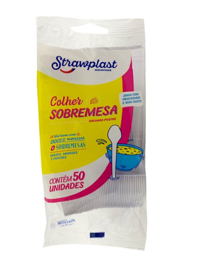 370 - COLHER SOBREMESA CRISTAL C/50un PS - STRAWPLAST