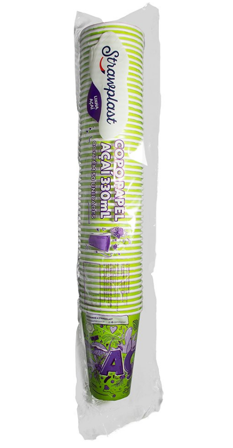 4764 - COPO DE PAPEL ACAI 330ML C/ 50un - STRAWPLAST
