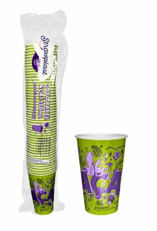 4765 - COPO DE PAPEL ACAI 550ML C/ 50un - STRAWPLAST