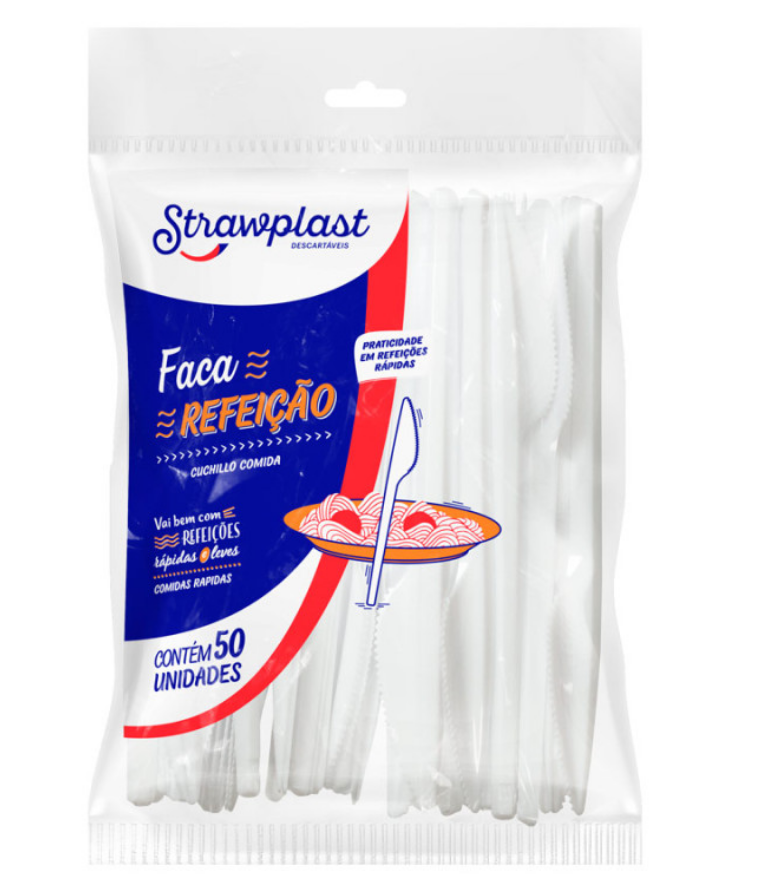 4775 - FACA REFEICAO BRANCA C/ 50un - STRAWPLAST