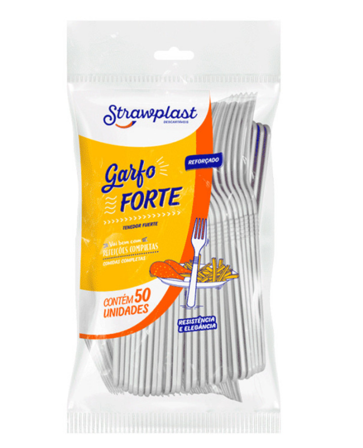 378 - GARFO FORTE BRANCO C/50un PS - STRAWPLAST