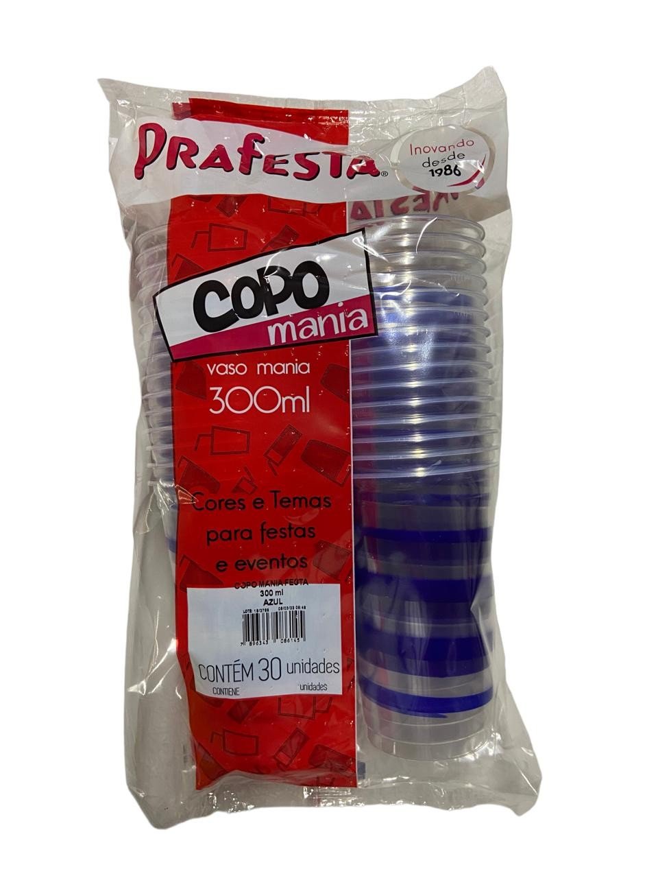 4758 - COPO MANIA FESTA AZUL C/ 30un - PRAFESTA