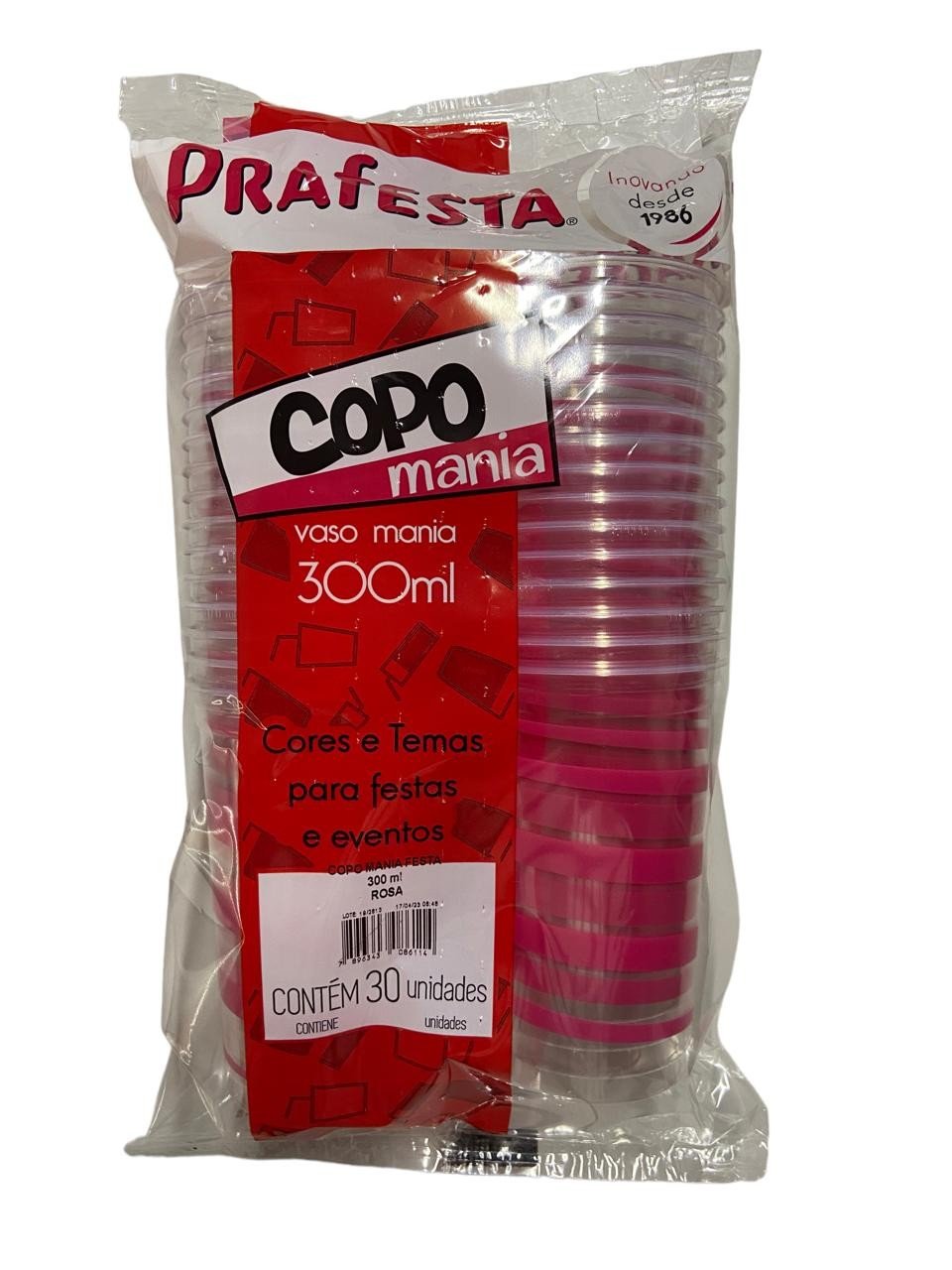 4757 - COPO MANIA FESTA ROSA C/ 30un - PRAFESTA