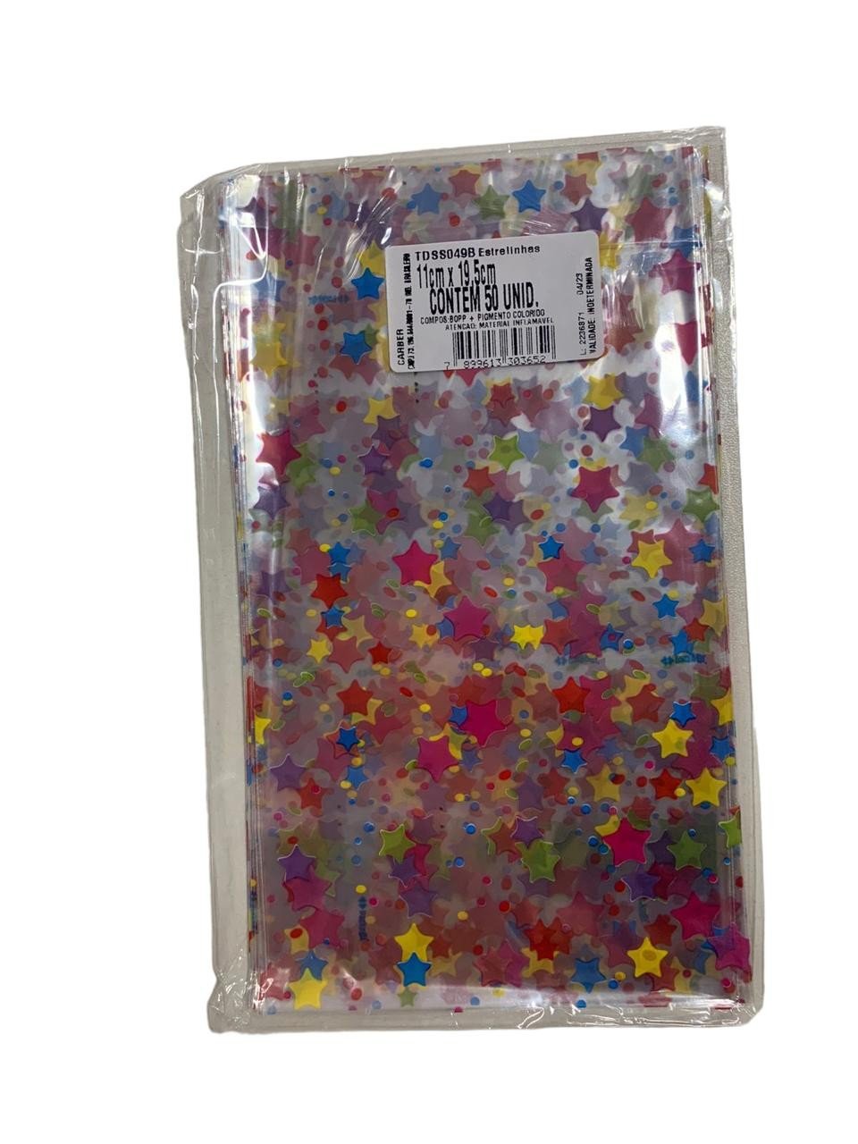 4800 - SACO DECORADO ESTRELINHAS 11x19,5 PT C/50un - PC/CROMUS