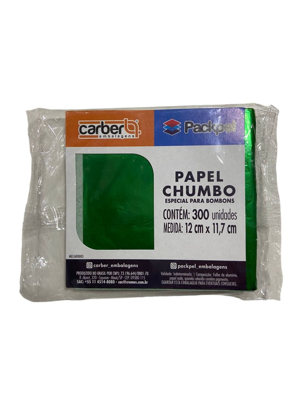 4809 - PAPEL ALUMINIO CHUMBO VERDE BANDEIRA 12x11,8cm C/300un - PC/CROMUS