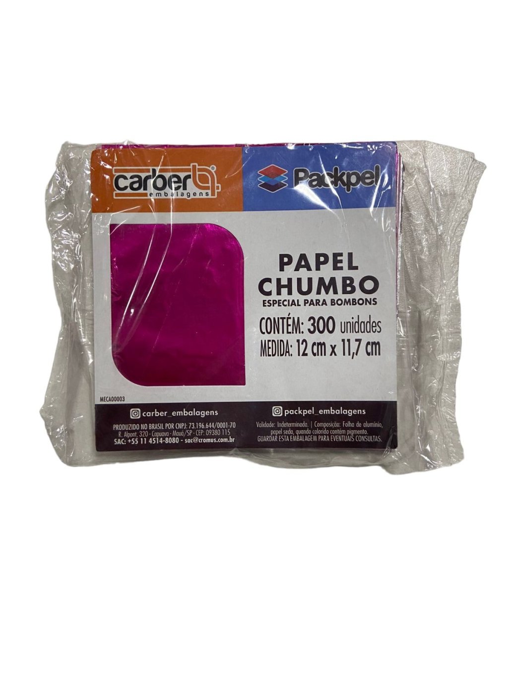 4807 - PAPEL ALUMINIO CHUMBO PINK 12x11,8cm C/300un - PC/CROMUS